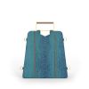 Handheld Laptop Bag in Turquoise Blue Leather