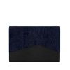 Textured Black & Navy Blue customized leather laptop bag with shoulder sling to hold 14